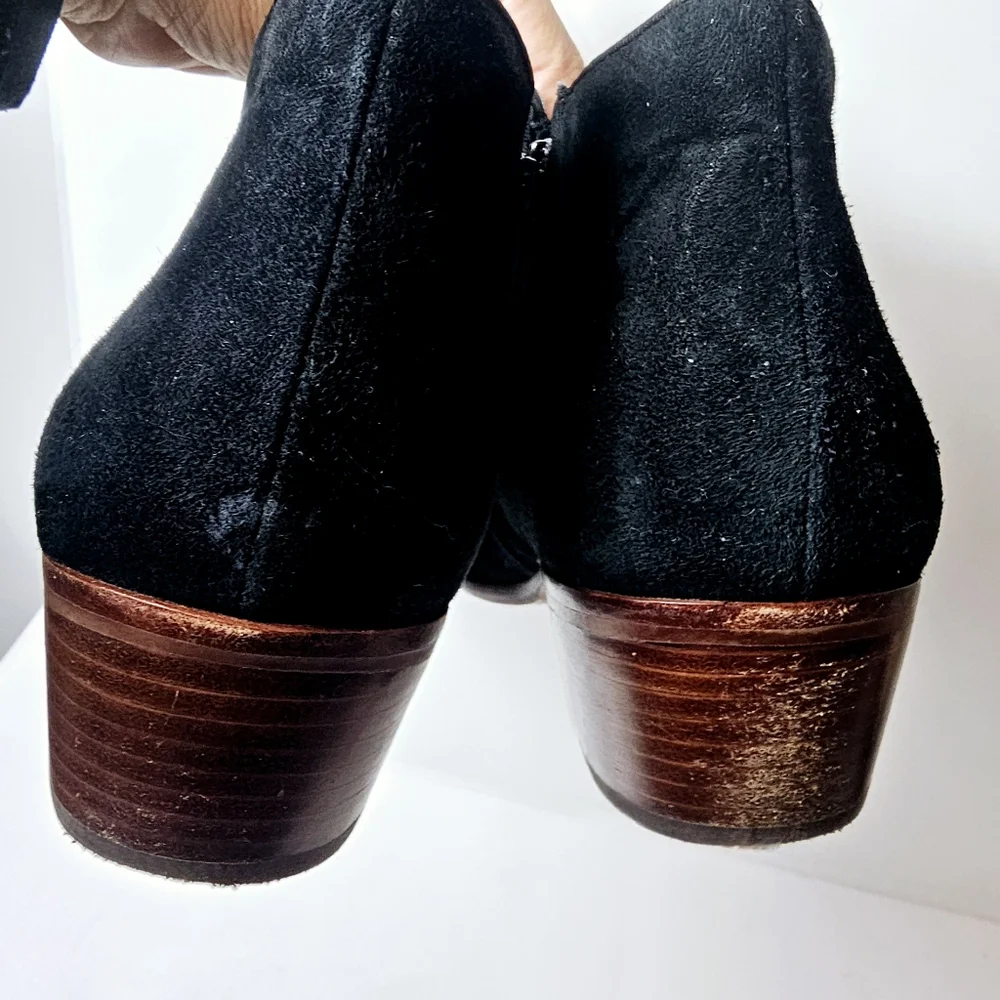 Sam Edelman Black Suede Low Heel Ankle Boot Size 12 - Picture 4 of 7